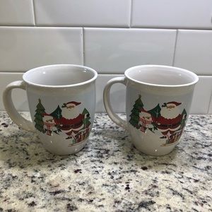 White Christmas Santa mugs set of 2